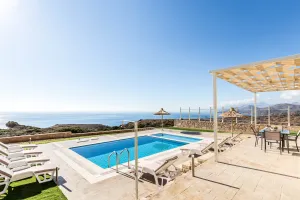 All family Vacation Villa, Private Pool, Unique Landscape, Dramatic Views of South Crete in Villa Thea 
