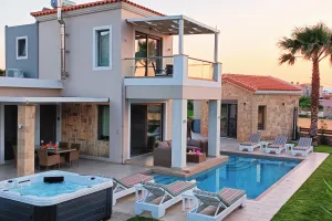 Luminous Alexandros Villa Treats Guest Like Royalty, 70m from Sea, Near to Exotic Beaches of Western Crete.