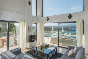 Part of a stylish vacation complex, Athena is a secluded new Greek villa in Kalathas, tastefully decorated and equipped with all the mod cons for a private luxury holiday.