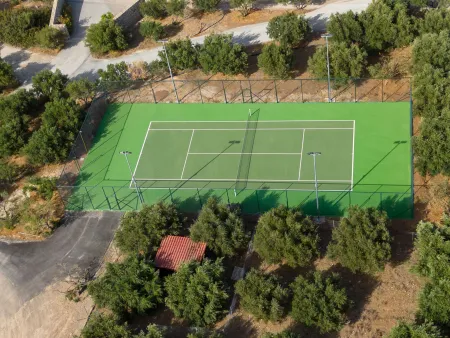  Aerial view of tennis court and surroundings