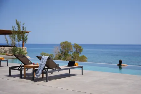  Pool area with  loungers