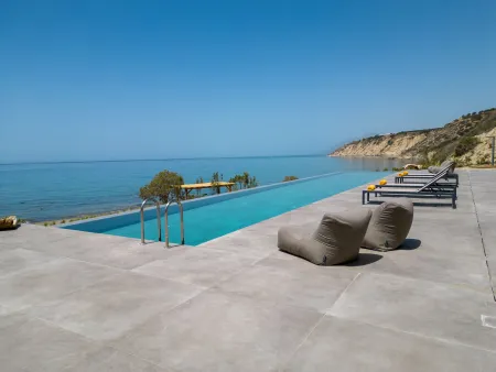  Sun loungers lined beside private pool