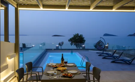  otdoor dining area at night