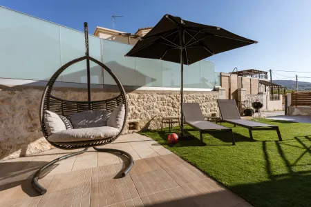  swing chair near the pool